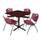 Cain Cain Square Table & Chair Set, Wood, Metal, Plastic Top, Mahogany TB4242MH47BY - alternate 1